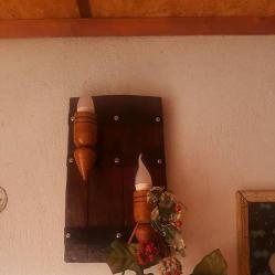 Двоен аплик - стенна лампа от автентични реставрирани бъчви с дървени...
