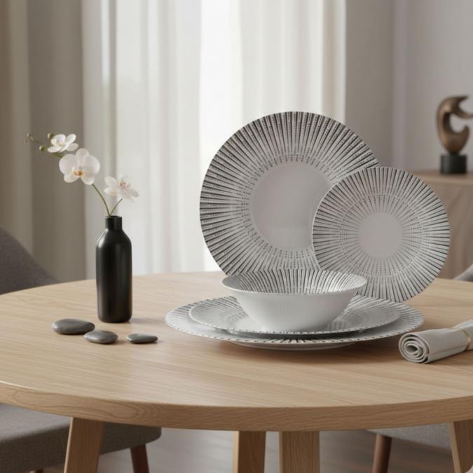 Комплект чинии 24 части с геометричен дизайн  Елегантност за всяка тр