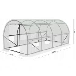 Градинска четирисегментна бяла оранжерия - модерен и ярък дизайн - 6 х