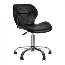 Козметичен стол - табуретка с облегалка Qs-06 42 54 см - бяла черна
