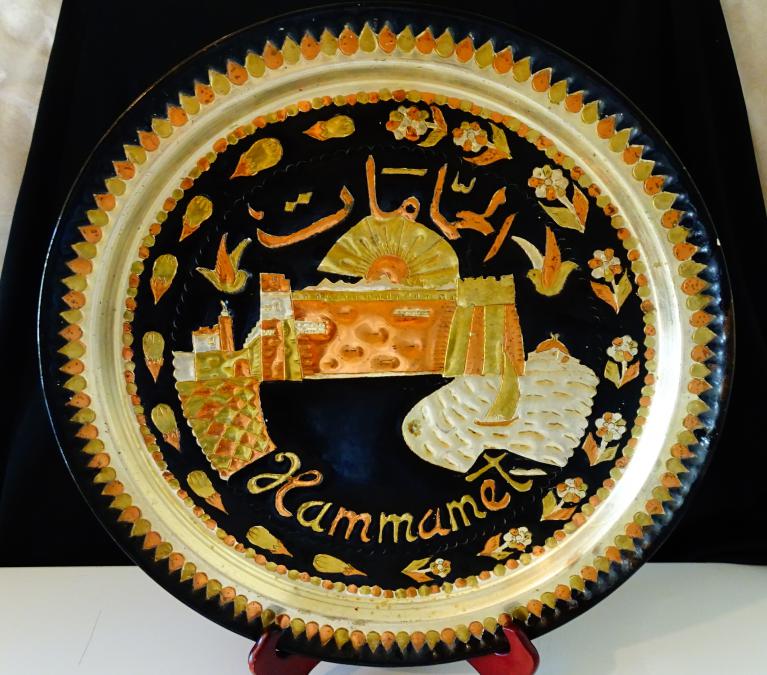 Бронзов поднос, пано, 44 см., 1.4 кг., Тунис.