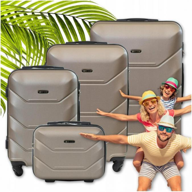 Комплект луксозни куфари 4 в 1  ABS твърд корпус, кодирана ключалка и