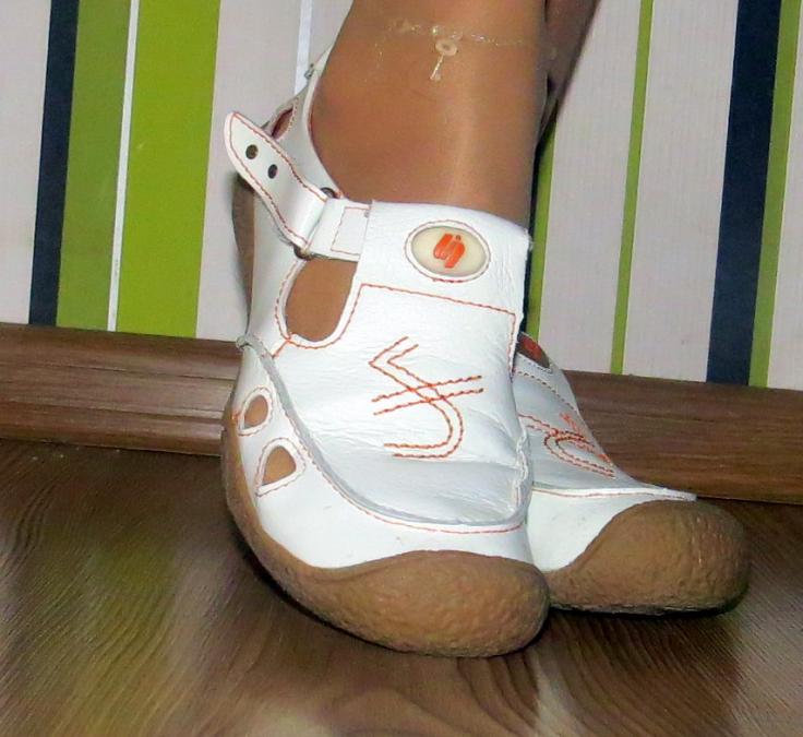 Бели анатомични летни дамски обувки от естествена кожа, 37 номер