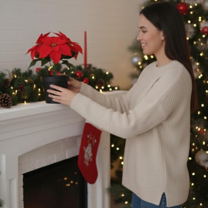 Вечна празнична Коледна звезда  реалистична украса