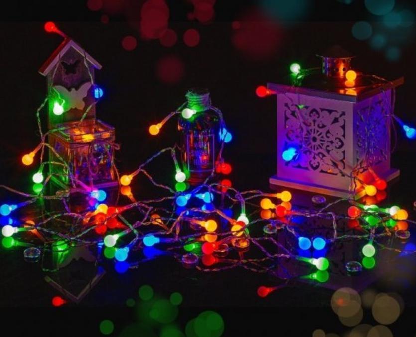 Соларно коледно LED осветление, 60 броя, 6 метра