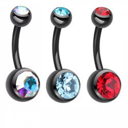 Черен пиърсинг на пъп с цирконий
