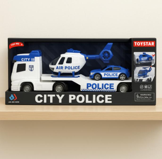 Автовоз с полицейски коли и хеликоптер, City Police Transporter