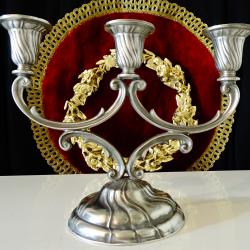 Троен свещник, свещник тройка от калай, Art Nouveau.