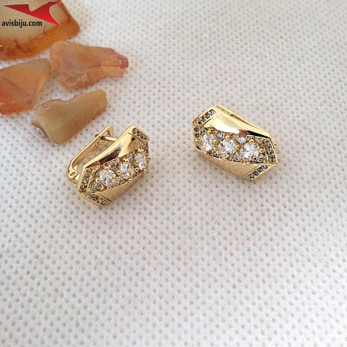 Обеци с 14К златно покритие и с цирконий