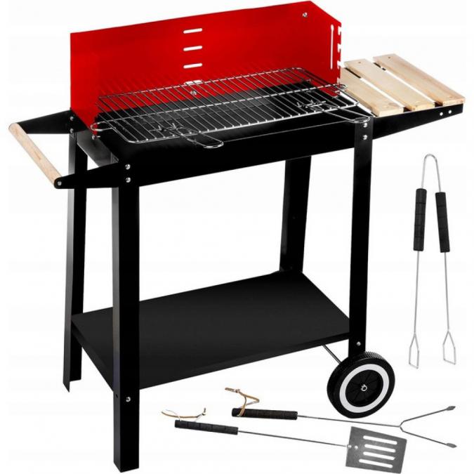 Градинско барбекю на колела, емайлирана стомана, 4 степени  Подарък 3
