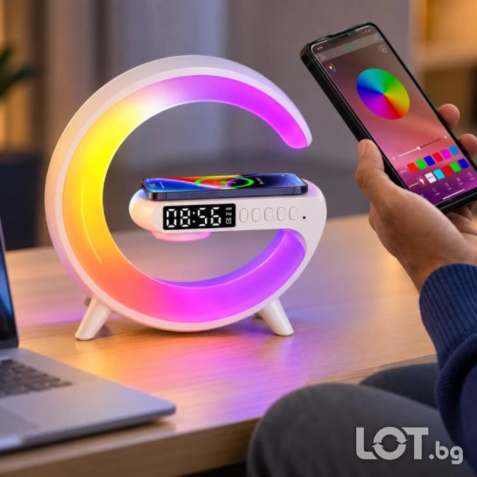 Мултифункционална LED смарт лампа 6 в 1 с Bluetooth колонка, RGB освет