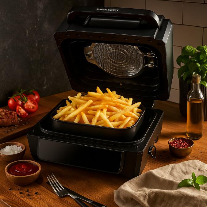 Уред 2 в 1 Silvercrest Air Fryer with Grill  хрупкаво, вкусно и без м