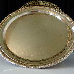 Посребрен поднос 31 см., гравиран, барок.