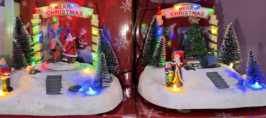 Магическа Коледна въртяща декорация със светлини