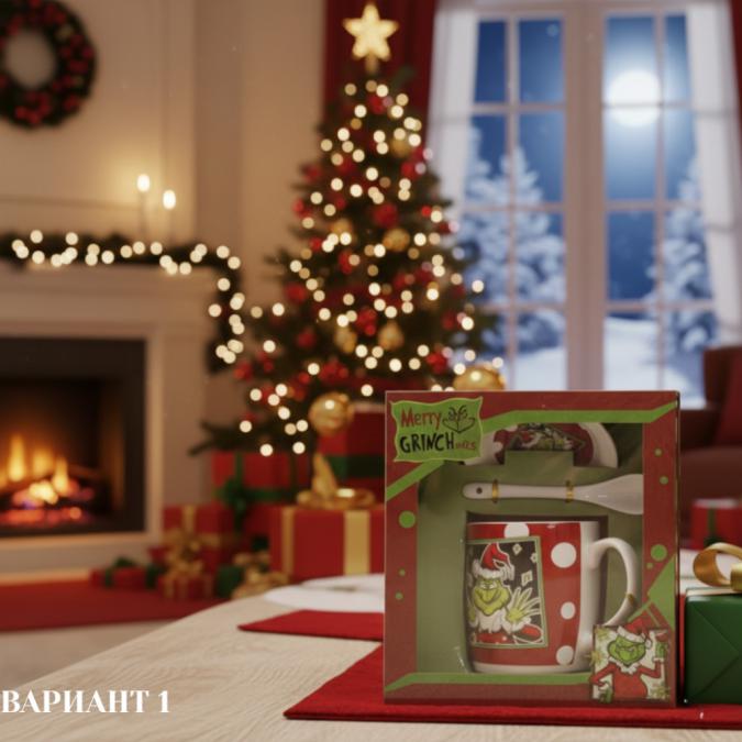 Коледен подаръчен комплект Merry Grinchmas  идеален подарък за добро