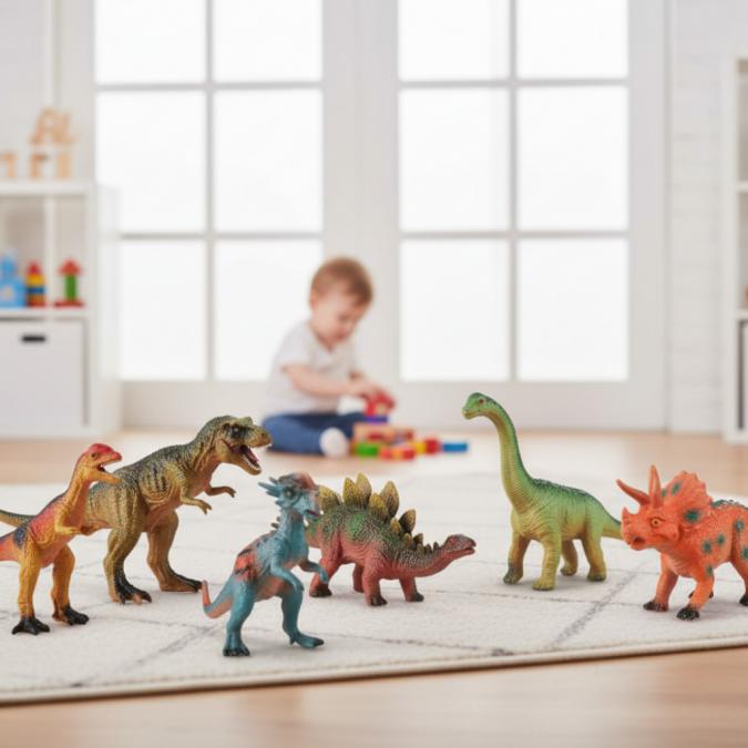 Детски комплект фигурки динозаври със звук  Dinosaur ERA 6 броя