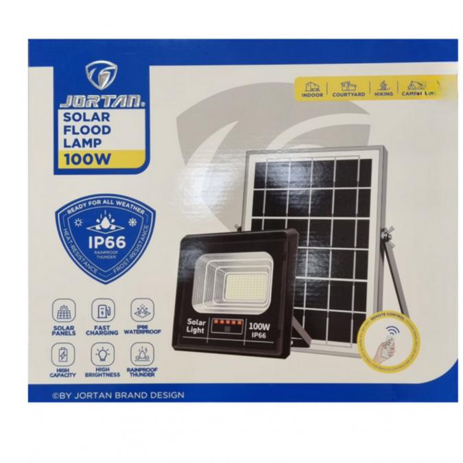 Соларен прожектор Jortan IP 66, дистанционно управление, индикатор за