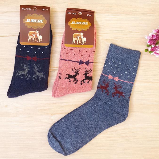 3159 Дамски зимни чорапи от ангорска вълна с декорация елени