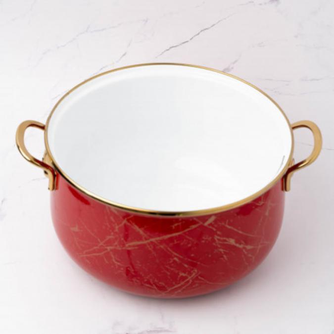 Тенджера Goldmann GM 8017-26r, 26x16см. 8.5л., Емайл, Индукция, Червен