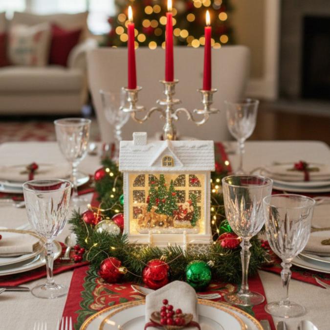 Снежна Коледна къщичка с Дядо Коледа  Идеален празничен акцент