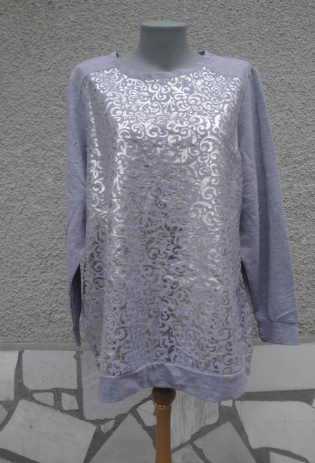 3XL 4XL Нова блуза в сребристо и сиво