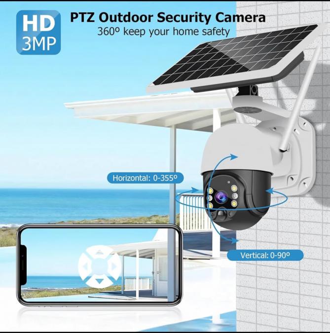 Соларна 10mp 4G безжична PTZ камера с детектор за движение и двупосочн