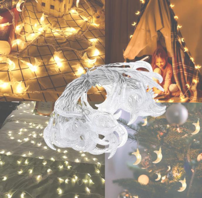 Празнични Коледни лампички с форма на лунички