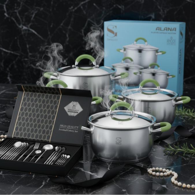 Комплект тенджери Swisgold Alana с 5-слойно капсулно дъно Dj11  Подар