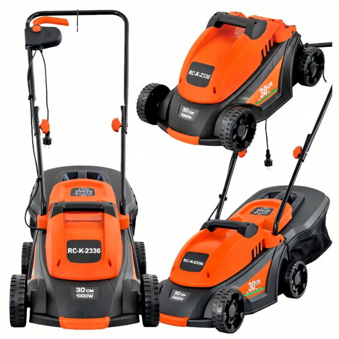 Мощна и лека електрическа градинска косачка 1000w, кош за трева 35l, Р