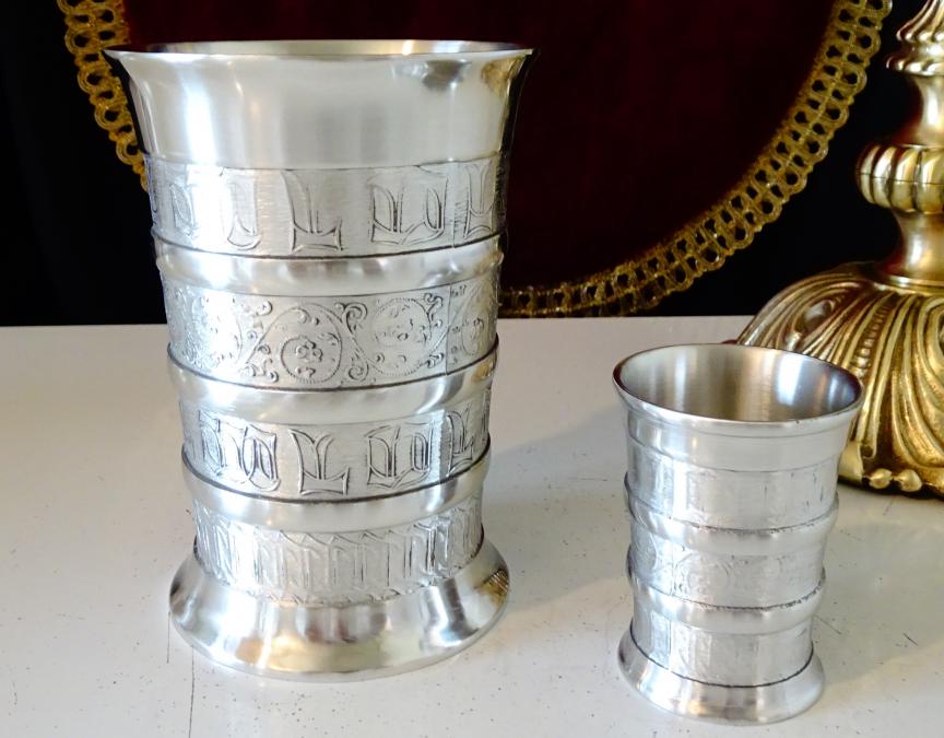 Калаена халба и чаша Love, калаена сватба.