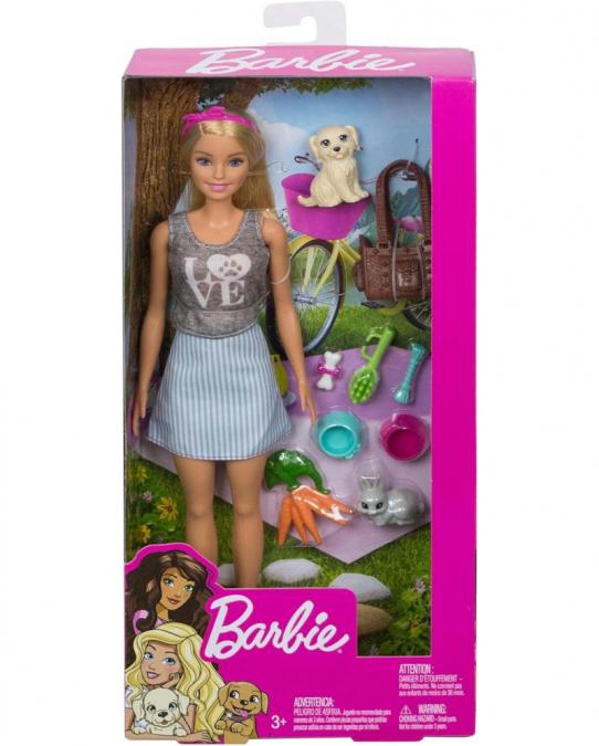 Оригинална кукла Barbie - Барби с домашни любимци и аксесоари