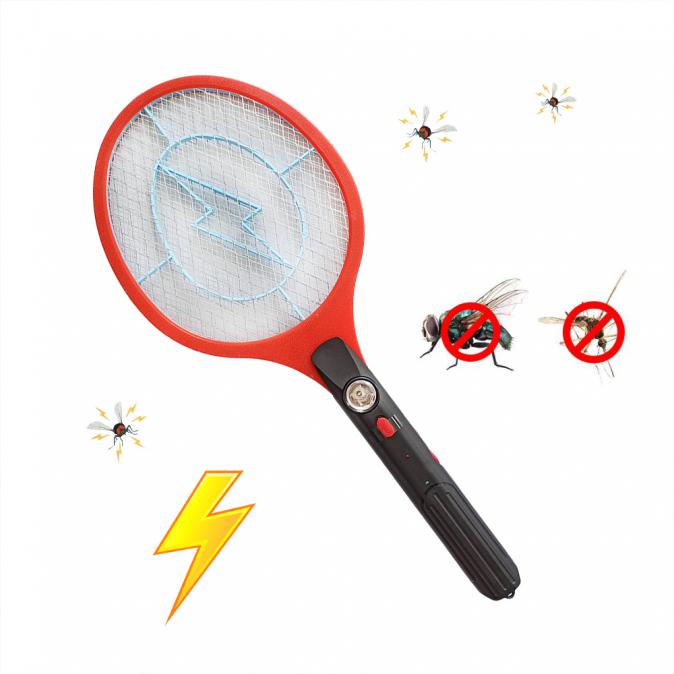 3720 Електрическа палка за комари с фенер хилка ракета мухобойка