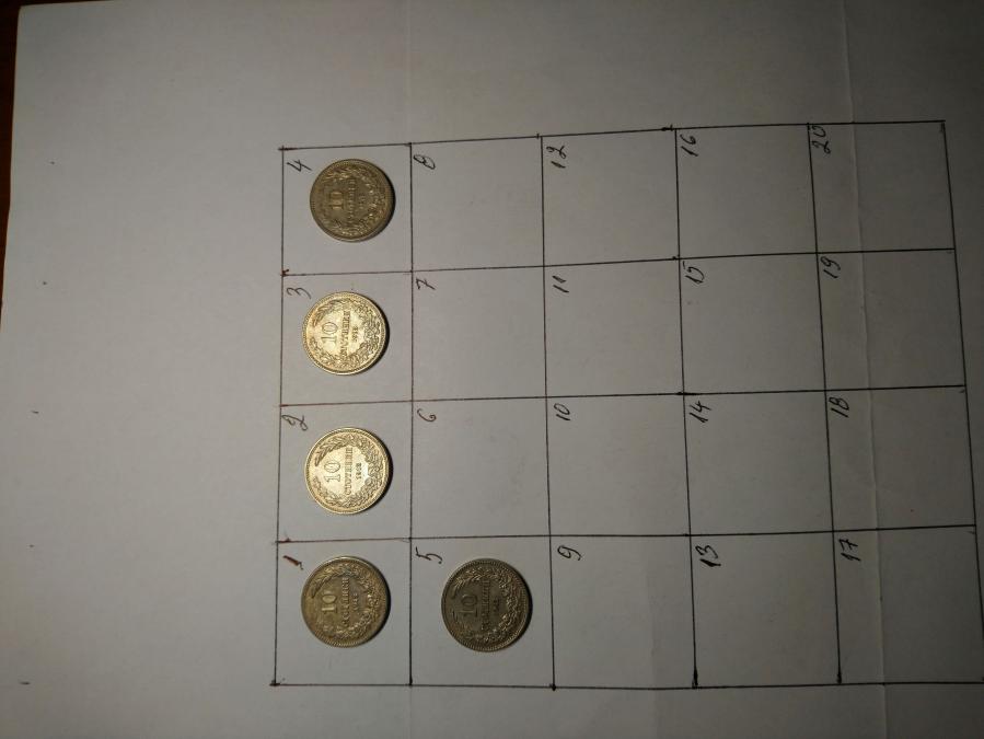 5 броя монети по 10 стотинки от 1913 г.