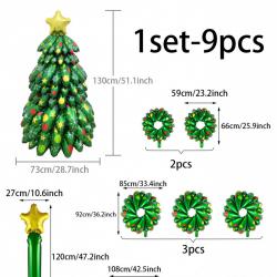 Коледни балони 9 части - 3D Коледна елха с цветни ярки акценти