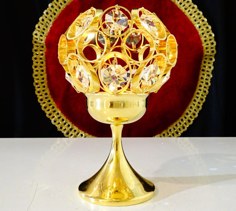 Позлатен бронзов свещник Weinfurtner Gold Crystal.