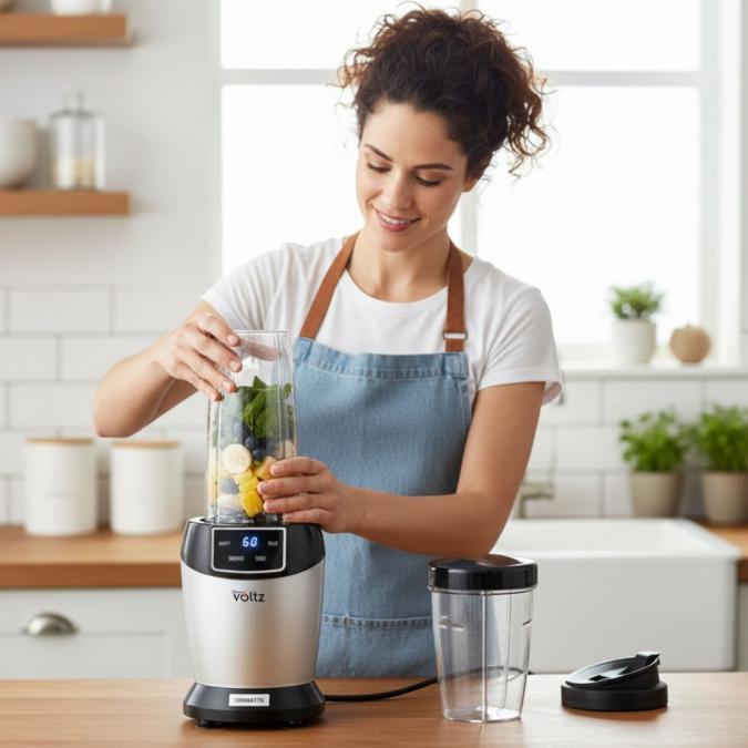 Мощен нутри блендер Oliver Voltz, 1200w с LED дисплей и 2 кани за смут
