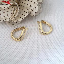 Обеци с 14К златно покритие и с цирконий