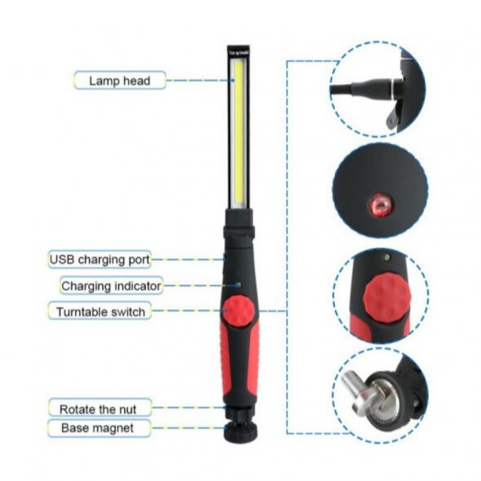 LED фенер с USB зареждане, 360 градуса завъртане и чупещо се рамо Fl96