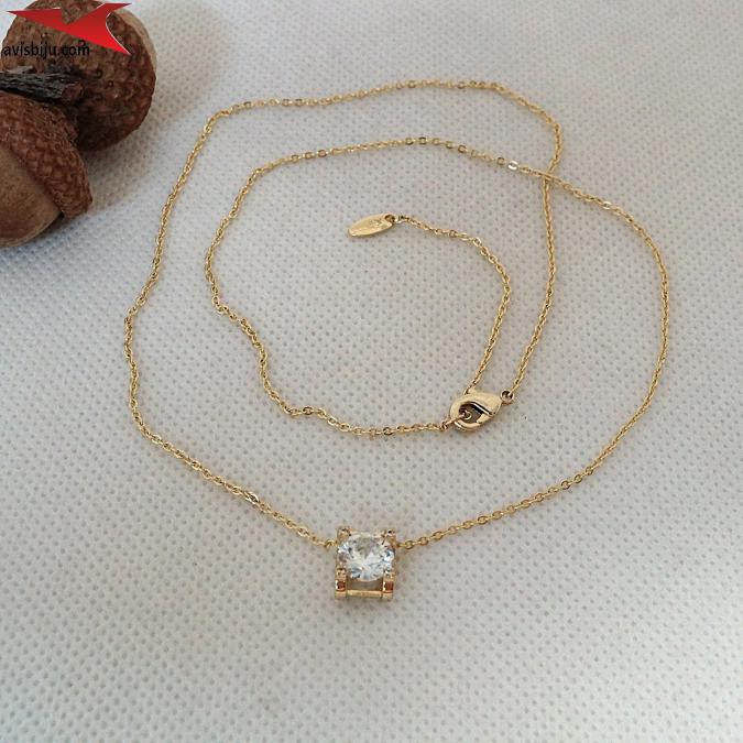 Колиета с 14К златно покритие и с цирконий