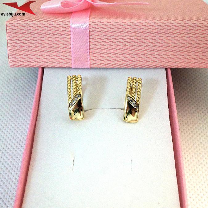 Обеци с 14К златно покритие и с цирконий