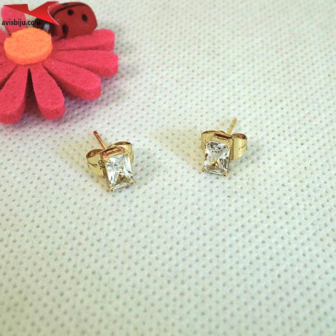 Обеци с 14К златно покритие и с цирконий