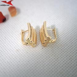 Обеци с 14K златно покритие с цирконий