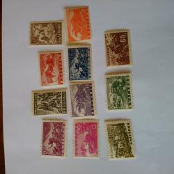 Серия от 11 пощенски марки от България 1946 г.