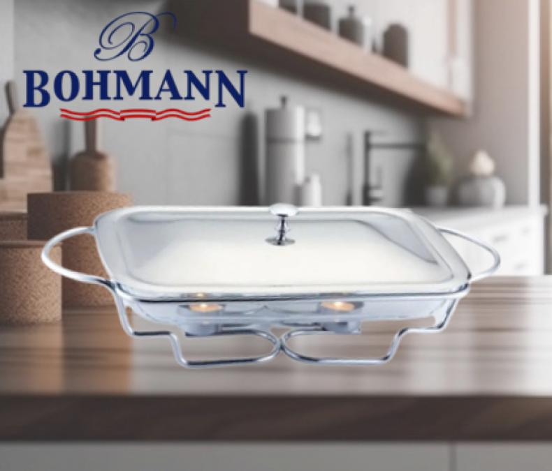 Съд за затопляне Bohmann, 3л. правоъгълен, 2свещи, Стоманен капак, Стъ