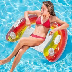 Надуваем матрак дъга 115x70 см с поставки за чаши  стилен и удобен за