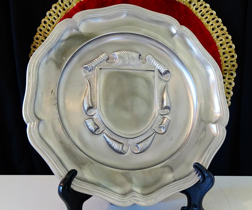 Калаена чиния за стена, пано с рамка, гравиране, снимка, 640 гр.