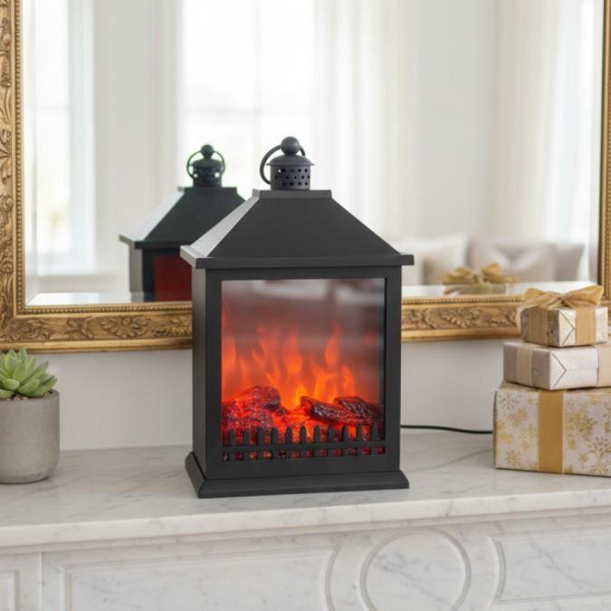 LED Декоративен фенер-камина  Реалистичен пламък за Коледа и зимен ую