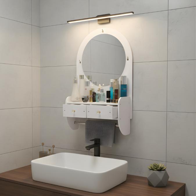 Огледало за грим с място за съхранение  елегантно и спестяващо място