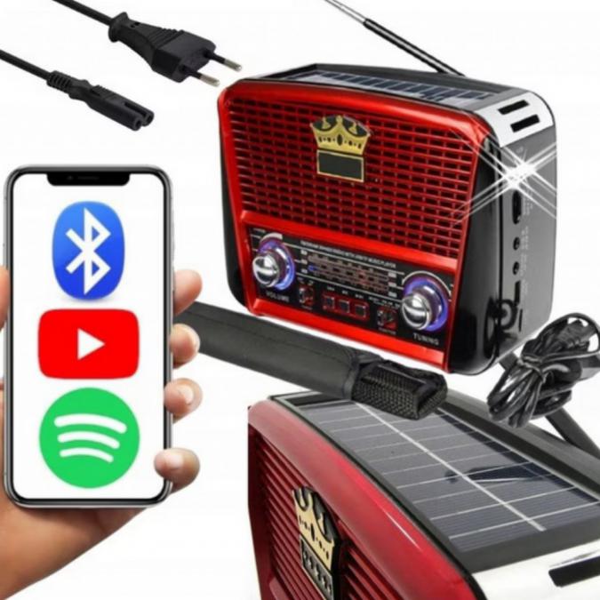 Преносимо ретро радио Golon с Bluetooth и соларен панел - мощен звук и