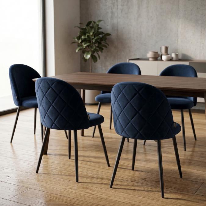 Дизайнерски син стол Faro  тапициран, стабилен и удобен